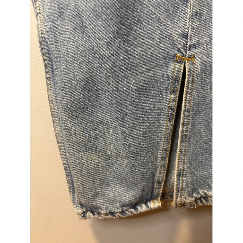 Free People High Rise Straight Wide Leg Split Hem Jeans Vintage Light Wash 30